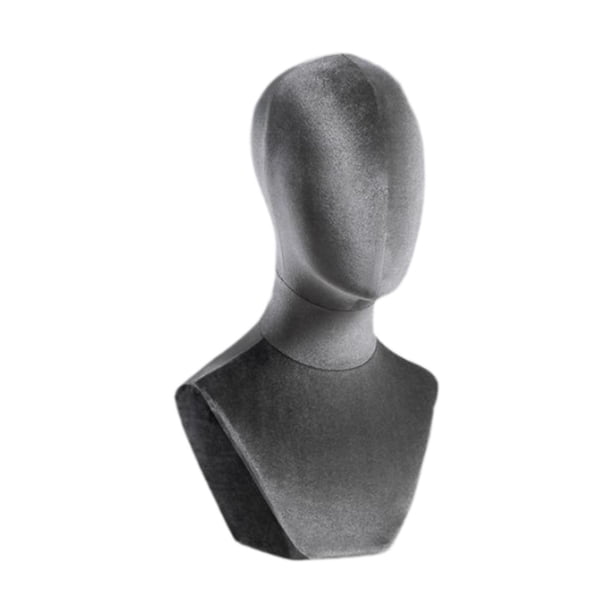 Cabeza de maniquí de busto para exhibición de pelucas (17,72 pulgadas de alto) Soporte de exhibición de pelucas y sombreros Sombrero Gris