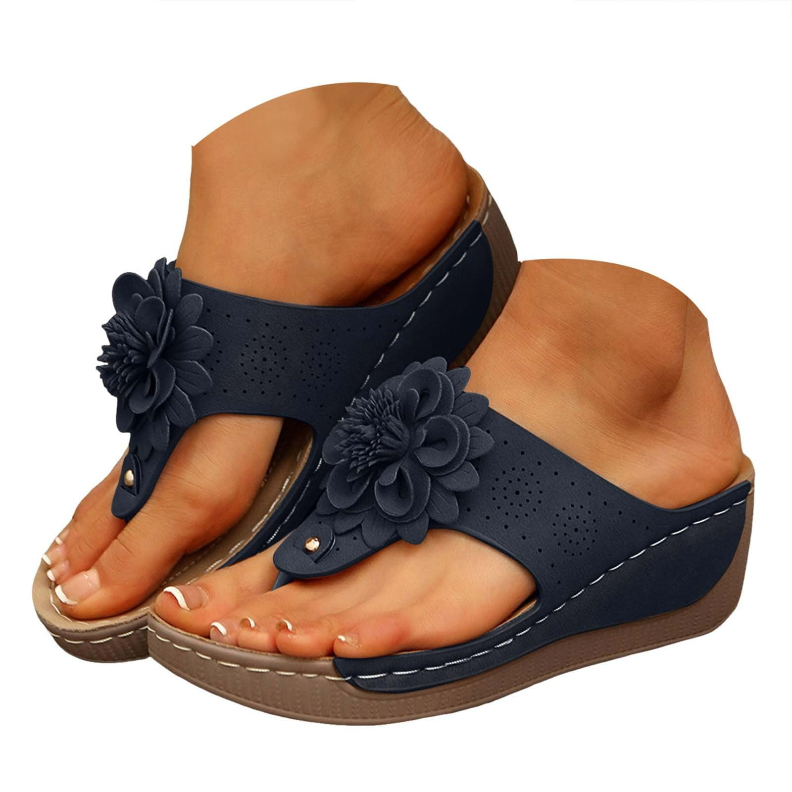 Sandales Compensées Pour Femme - Semelle épaisse Confortable - Style Décontracté Floral - Soutien Plantaire