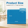 Blue 50 Pack File Folders for 8.5x11 Letter Size Paper for Home Office ...