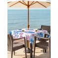 thumbnail image 3 of Outdoor Tablecloth with Umbrella Hole for Patio/Picnic/Party/Camping, Blue Purple Leaves Waterproof Table Cloth Square Cover Washable, Farmhouse Minimalist Botanical (60"x 60"), 3 of 9