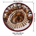 thumbnail image 4 of Christmas Round Rug 40x40CM, Vintage Gingerbread Village Spiral Print Holiday Floor Mat, Cozy Winter Home Decor Accent Carpet with Red Border, 4 of 5