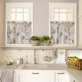 thumbnail image 4 of Brown Kitchen Curtains and Valances Set, Rod Pocket Curtains Tier Farmhouse Window Curtains 24 Inch Length, Retro Modern Farmhouse Texture Abstract Ombre 3 Piece Kitchen Curtains Set, 4 of 6