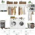 thumbnail image 7 of Aheaplus Wood Over Washer and Dryer Storage Shelves and Organizer, 118" Wall Mounted Laundry Room System with 3 Hanger Rods, Heavy Duty Laundry Room System, Space Saver Clothes Drying Rack, White, 7 of 7