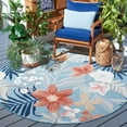 thumbnail image 2 of SAFAVIEH Cabana Caris Floral Indoor/Outdoor Area Rug, Aqua/Rust, 5'1" x 5'1" Round, 2 of 12