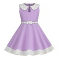 thumbnail image 2 of AJTQTH Sundress for Girls Kids Cute Doll Collar Sleeveless Tunic Gowns Colorblocked Flowy Frocks Elagant Cotton Maxi Dress for Casual Summer Party Purple 5 Years, 2 of 5