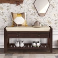 thumbnail image 2 of Entryway Shoe Rack Bench, Wood Shoe Storage Bench with Cushioned Seat & 2 Drawers, Multipurpose Storage Bench Shoe, Shoe Cabinet Bench for Living Room, Entryway, Bedroom (Espresso), 2 of 7
