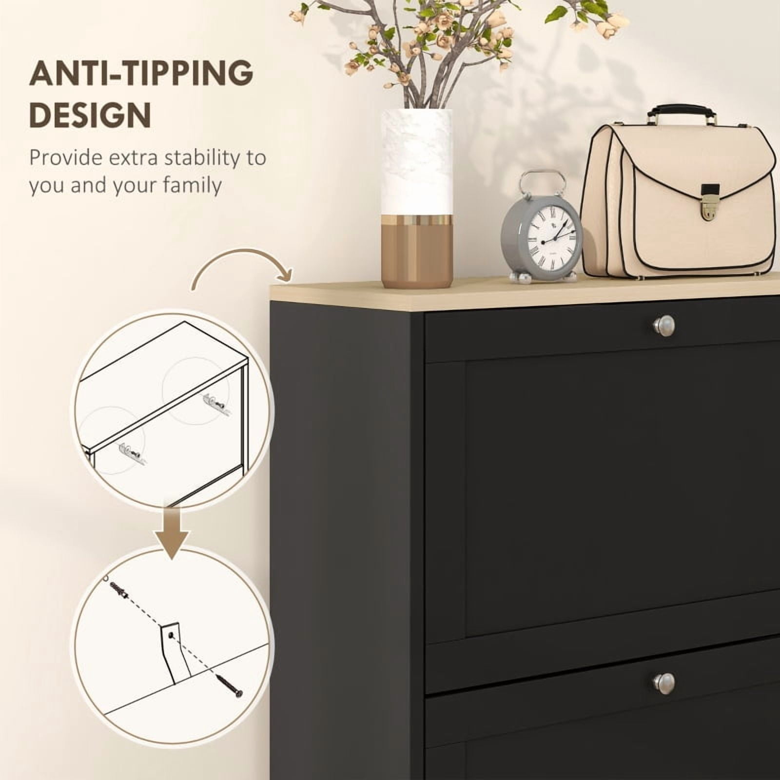 Alvantor 3-Drawer Shoe Storage Cabinet with Adjustable Shelves, Narrow Entryway Organizer 23.6" x 9.3" x 45.3" Black