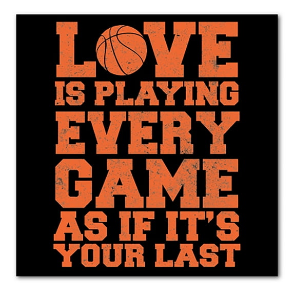DistinctInk Custom Bumper Sticker - 6" x 6" Decorative Decal - Black Background - Love is Playing Every Game As If It's Your Last