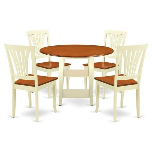 Atlin Designs 5-piece Wood Dining Table Set in Buttermilk/Cherry