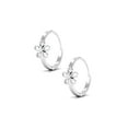 thumbnail image 3 of Rosec Jewels Gold Diamond Hoop Earrings in Floral Design for Women, 14K White Gold, 3 of 8