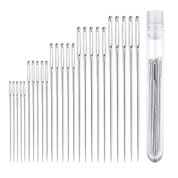 VANIDO 25 PCS Large Eye Sharp Sewing Needles - Stainless Steel Hand Quilting Needles in a Handy Storage Tube