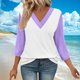 thumbnail image 1 of mfyjkho Tops Casuales Para Mujer, Camiseta De Moda Para Mujer, Blusa Informal Con Mangas 3/4 Y Cuello En V Tops Para Salir Para Mujer Xxl, 1 of 5