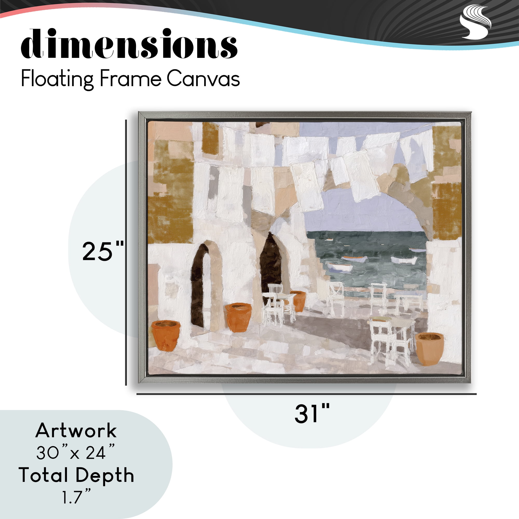 Stupell Industries Coastal Village Plaza Laundry Gray Framed Floater Canvas Wall Art, design by Chromatic Storm Studio
