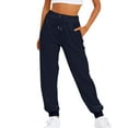 thumbnail image 1 of Innerwin Trousers Solid Color Ladies Bottoms Holiday Straight Leg Lounge Sweatpants Navy Blue S, 1 of 3