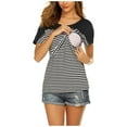 thumbnail image 4 of zttd women maternity short sleeve striped layer nursing t-shirt top for breastfeeding blouse, 4 of 6