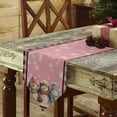 thumbnail image 3 of Table Runner Dresser Scarves Winter Christmas Cute Snowman Cotton Linen Burlap Table Cover Snowflake on Pink Checker Table Runners for Family Kitchen Dining Holiday Party Banquet Decor, 3 of 5