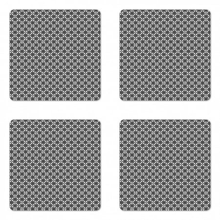 

Vintage Coaster Set of 4 Continuous Connected Flowers Design on a Plain Background Classic Vibes Square Hardboard Gloss Coasters Standard Size Charcoal Grey White by Ambesonne