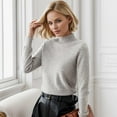 thumbnail image 2 of RMGVDSD Sweaters For Women Long Sleeve Pullover Elegant Solid Color Autumn Winter Warm Sweater Comfort Pullover Sweater Tops /Grey, 2 of 6