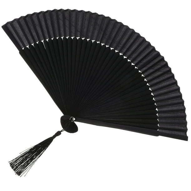 WORGEOUS 1pc Hombres Ventilador plegable Hueso de bambú Ventilador de mano Ventilador plegable chino con bolsa de almacenamiento
