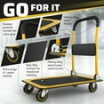 thumbnail image 3 of ZCXP Yellow Heavy Duty Foldable Platform Dolly Cart, 330LBS Capacity Collapsible Steel Moving Hand Truck with 4 Inch Swivel Casters, 3 of 6