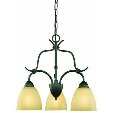 

Thomas Lighting Rustic Wrought Iron 3 Light Chandelier With Bronze Finish
