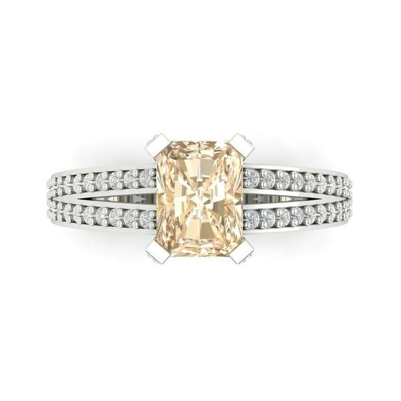 Clara Pucci 14K White Gold 2.35ct Morganite Solitaire with Accents Ring