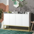 thumbnail image 3 of Modern Sideboard Buffet Table with 4 Doors and Metal Base, Buffet Cabinet Entryway Cupboard for Hallway Living Room, White+old Gold, 3 of 6