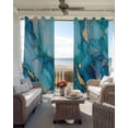 thumbnail image 4 of Modern Turquoise Blackout Curtains 84 Inches Long, Abstract Teal Gold Marble Textured Thermal Insulated Black Out Curtains, Darkening Window Curtain Drapes for Bedroom Living Room 52"x84" 2 Panels, 4 of 8