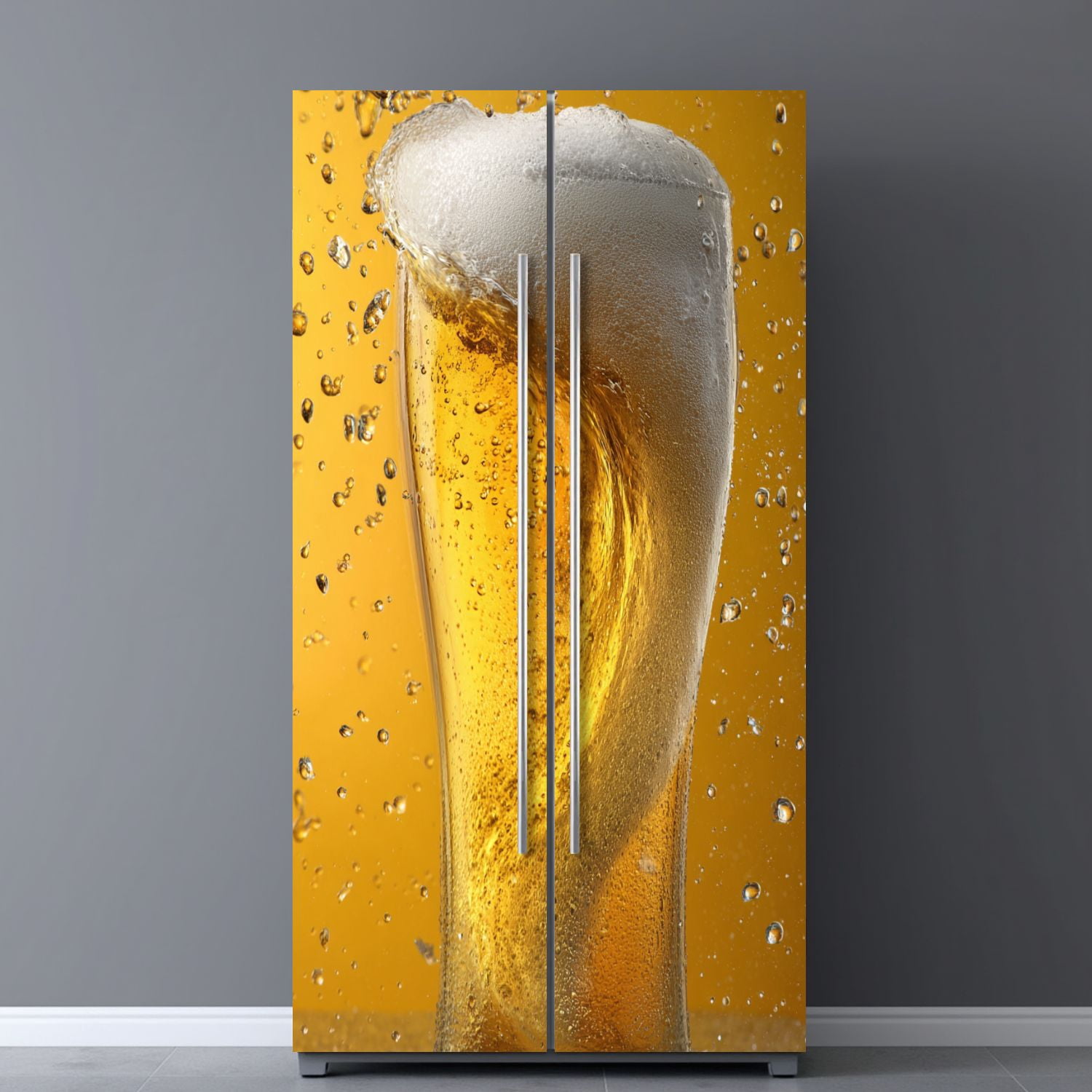 Self Adhesive Vinyl Refrigerator Wrap Set beer Door Mural Removable Fridge Sticker Peel and Stick&nbsp;Full Door Cover Decal Kitchen Bar Decor