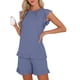 thumbnail image 1 of INSPIRAR CHIC Conjuntos de Pijamas de Dos Piezas para Mujeres con Mangas de Volantes y Pantalones Cortos 3XL Azul Pavo Real, 1 of 5