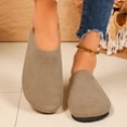thumbnail image 3 of Suede Clogs for Women Men Retro Cork Footbed Slides Closed Round Toe Sandals Nonslip Flat Walking Shoes Khaki Size 9.5, 3 of 7