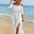 thumbnail image 6 of Horkkom Off the Shoulder Dresses for Women Short Sleeve Solid Color Summer Dresses Flowy Casual Maxi Dresses, S-3XL, 6 of 7