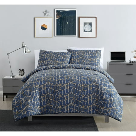 Vcny Home Ironclad Geometric Gold Duvet Cover Set Full Queen