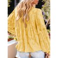 thumbnail image 3 of Blusa De Manga Larga Con Cuello Redondo, Blusa De Manga Larga Con Estampado Floral De Volantes De Moda Para Oficina Para Mujeres Para Vacaciones Fyydes Amarillo XL, 3 of 6