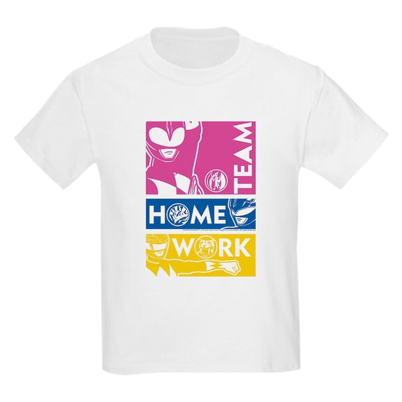 CafePress - Power Rangers Team Home Work Kids T Shirt - Light T-Shirt Kids XS-XL