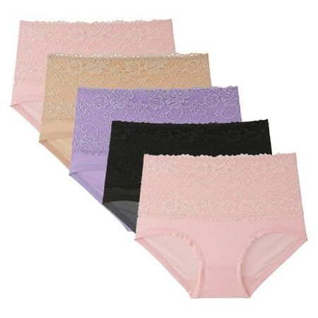 Underwear Women Pack Thong Womens Underwear Bikini  5PC Women Lace High Waisted Body Shaper Shorts Shapewear Panties