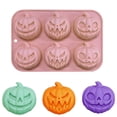 thumbnail image 1 of Molde de calabaza for chocolate, herramienta for hornear de silicona de 6 cavidades, molde de decoración esencial for fiesta de Halloween, 1 of 2