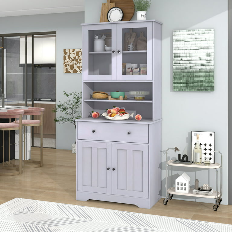 BOTLOG 71 Kitchen Pantry Cabinet, Tall Pantry Cabinet with Glass
