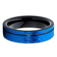 thumbnail image 2 of Black Tungsten Ring,Blue Tungsten Ring,Hammered Tungsten Ring,Offset Groove,6mm Wedding Ring, 2 of 4
