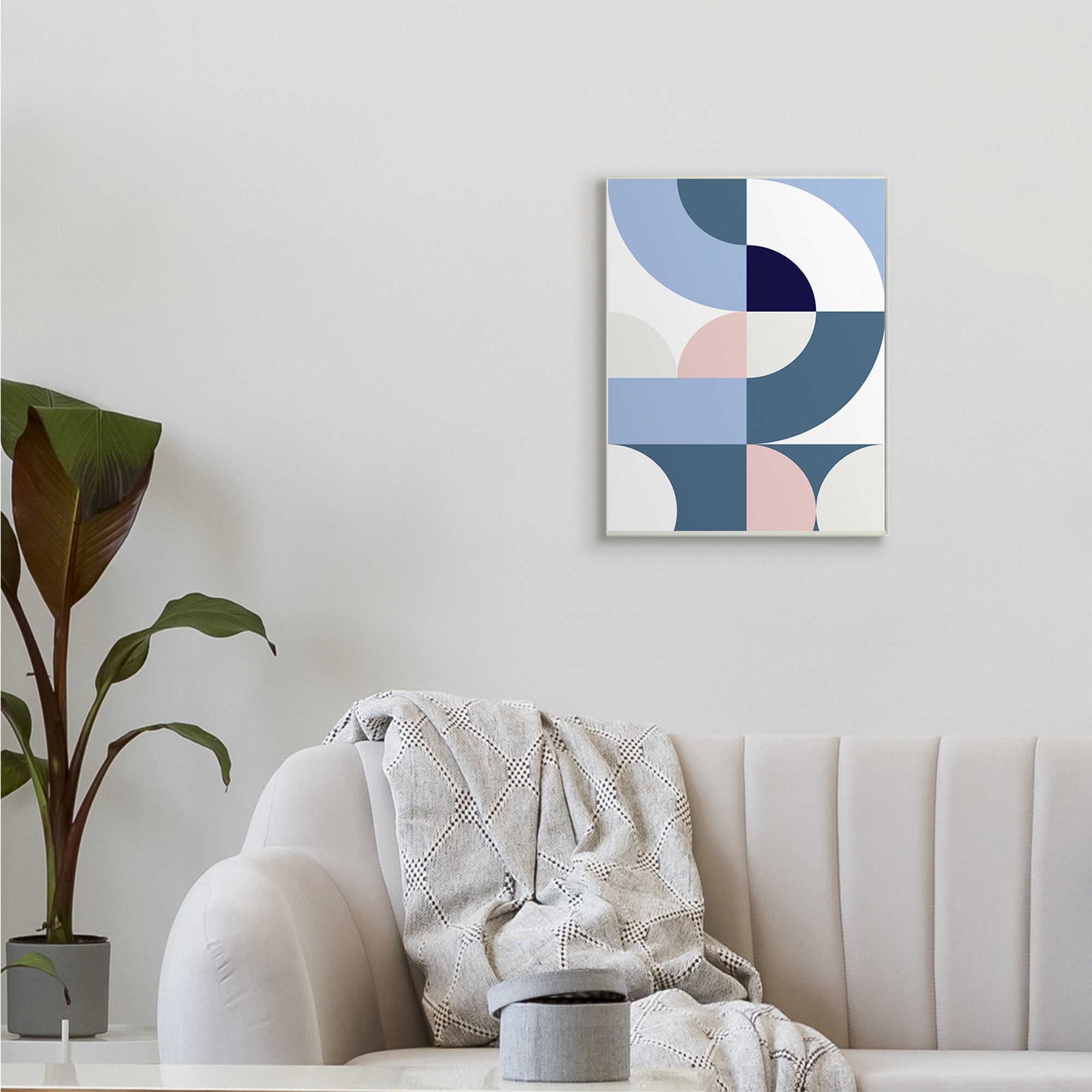 Stupell Industries Collage of Abstract Curves Blue Pink Beige,13 x 19,Designed by Seven Trees Design
