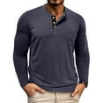 thumbnail image 3 of ZCFZJW Mens Athletic Henley Shirts Casual Lightweight Long Sleeve Button Crewneck Pullover Tops with Pocket Regular Fit Cotton Workout Tees Shirt Navy XL, 3 of 7