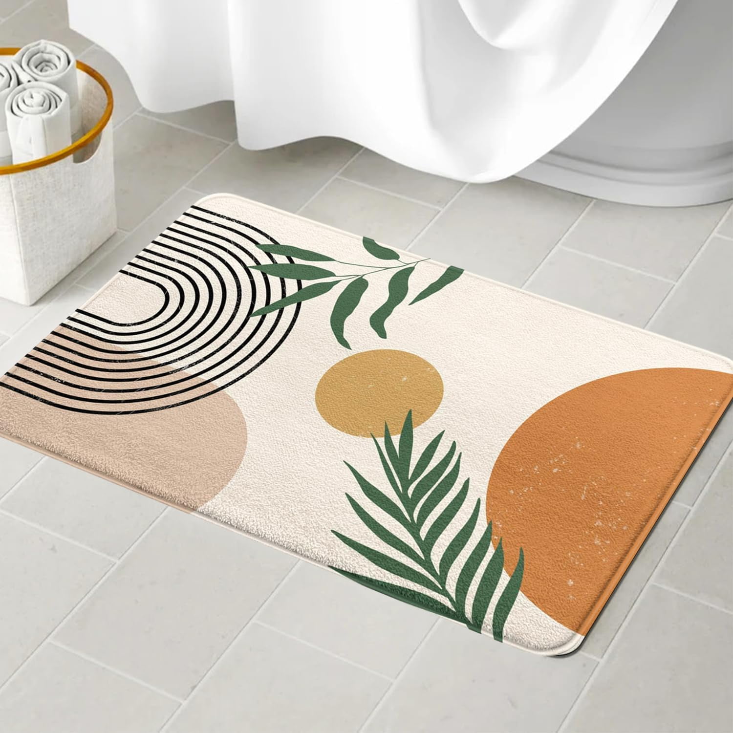 Boho Bathroom Rugs Non-Slip Small Bath Mat, Cute Bath Mat Soft Washable Aesthetic Bathmat Shower Rug for Bathtub Bedroom Kitchen