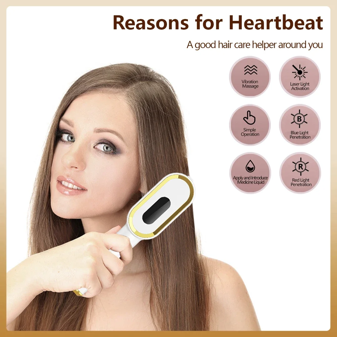 Professional LED Red Light Therapy Hair Growth Comb - Dual-Wavelength Scalp Massager for Thicker Hair and Anti-Hair Loss, At-Home Hair Care Treatment