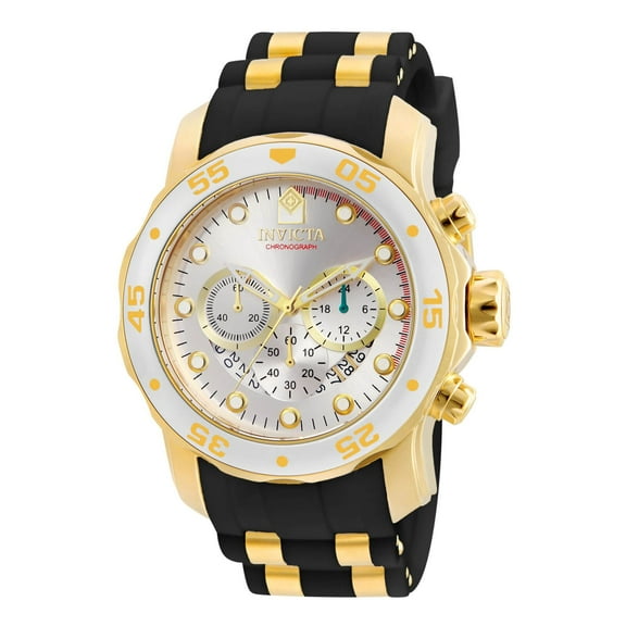 Invicta Pro Diver Chronograph Silver Dial Black Polyurethane Men's Watch 6985