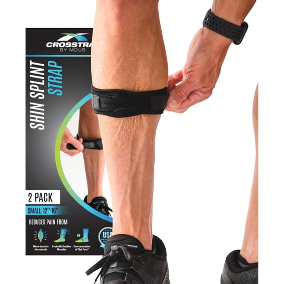 CROSSTRAP Shin Strap for Men & Women, Adjustable Neoprene Compression Support Brace for Running, Sports & Daily Use, Large (1 Pack)