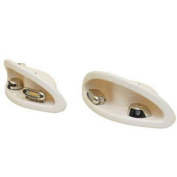 Avalon Pontoon Boat Bow Light Pods | 90 Degrees Cream Plastic Set of 2