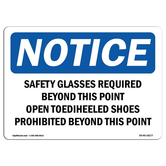 OSHA Notice Signs - Safety Glasses Required Beyond This Point | Decal | Protect Your Business, Work Site, Warehouse |  Made in the USA