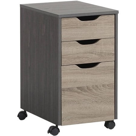 - Homestar 3-Drawer Storage Cabinet, Java Mocha and Reclaimed Wood Finish
