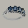 thumbnail image 4 of LBG British Made 14k White Gold Natural Sapphire Womens Eternity Ring - 33 size options - Size 7, 4 of 8