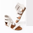 thumbnail image 3 of Womens Summer Stylish Low Wedge Sandals with Elastic Gladiator Ankle Straps, 3 of 5